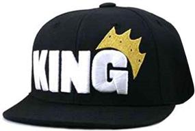 img 4 attached to 👑 Agibaby Kids Snapback Baseball Cap with Flat Brim Bill - Embroidered King Design Sun Hat for Toddlers
