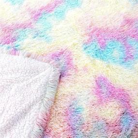 img 1 attached to 🌈 Soft Fluffy Rainbow Throw Blanket - Decorative Couch Sofa Bed Blanket, Cute Fuzzy Blanket for Girls and Kids, Unique Tie Dye Rainbow Design, 50x60 Inch