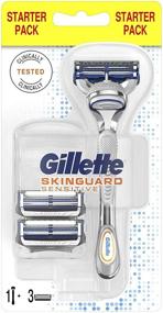 img 4 attached to 🪒 Бритва Gillette SkinGuard Sensitive для мужчин с ручкой и 3 сменными лезвиями для чувствительной кожи - в комплекте.