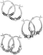 👂 lecalla sterling silver set of 3 pairs lightweight balinese hoop earrings for teenage men and women logo