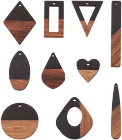 img 3 attached to FASHEWELRY Resin Wooden Pendants - 20 Pieces in 10 Styles for Stunning Jewelry Making