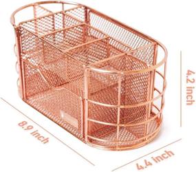img 3 attached to 🌹 Rosework Rose Gold Desk Organizer - All-In-One Mesh Pen Holder with Drawer, Pencil Holder - Ideal for Home Office and Rose Gold Desk Accessories