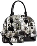 👜 glossy magazine cover collage satchel bag: michelle obama-inspired bowling bag style with wallet set - 2-in-1 design logo