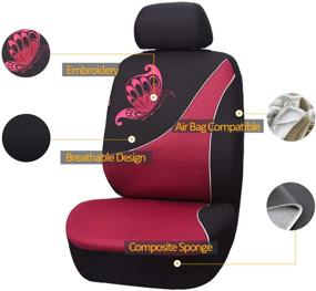 img 3 attached to 🚗 Burgundy Universal Fit Car Seat Covers - Flying Banner Mesh with Colorized Butterfly Embroidery Design (2 Fronts)