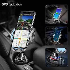 img 3 attached to 📱 TOPGO Cup Holder Phone Mount for iPhone, Samsung, and More - Secure & Stable Car Cup Holder Cell Phone Holder (Blue, 11 in)