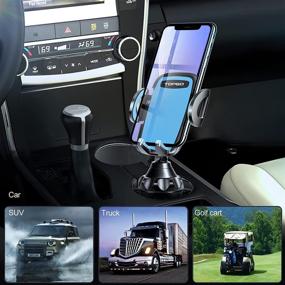 img 2 attached to 📱 TOPGO Cup Holder Phone Mount for iPhone, Samsung, and More - Secure & Stable Car Cup Holder Cell Phone Holder (Blue, 11 in)