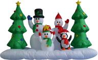🎅 8 foot wide inflatable snowmen family with penguin and christmas trees: ultimate outdoor/indoor holiday decorations & lighted yard decor from home family logo