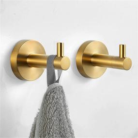 img 4 attached to 🛁 Modern Brushed Gold Towel Hooks - Heavy-Duty Stainless Steel Robe Hooks Holder for Bathroom, Kitchen, Bedroom, Hotel - Effortless Mounting - 2 Pack