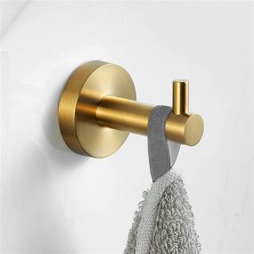 img 3 attached to 🛁 Modern Brushed Gold Towel Hooks - Heavy-Duty Stainless Steel Robe Hooks Holder for Bathroom, Kitchen, Bedroom, Hotel - Effortless Mounting - 2 Pack