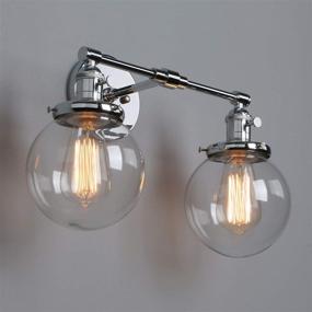 img 2 attached to Phansthy Dual 5.9 Inches Handmade Globe Glass Lampshade Industrial Wall Sconce Light Fixture in Chrome Finish