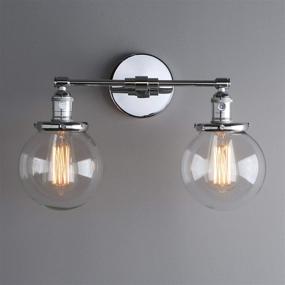 img 1 attached to Phansthy Dual 5.9 Inches Handmade Globe Glass Lampshade Industrial Wall Sconce Light Fixture in Chrome Finish