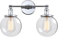 phansthy dual 5.9 inches handmade globe glass lampshade industrial wall sconce light fixture in chrome finish логотип