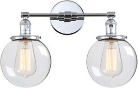 img 4 attached to Phansthy Dual 5.9 Inches Handmade Globe Glass Lampshade Industrial Wall Sconce Light Fixture in Chrome Finish