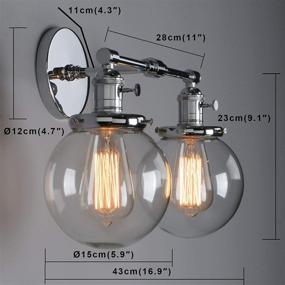 img 3 attached to Phansthy Dual 5.9 Inches Handmade Globe Glass Lampshade Industrial Wall Sconce Light Fixture in Chrome Finish