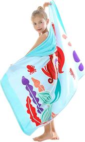 img 1 attached to 🧜 Fun and Functional Cartoon Mermaid Hooded Towel for Girls! Perfect for Bath, Beach, or Pool Activities - 100% Cotton, Mermaid Theme - Ages 3 to 12