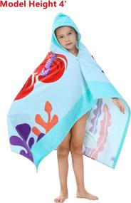 img 3 attached to 🧜 Fun and Functional Cartoon Mermaid Hooded Towel for Girls! Perfect for Bath, Beach, or Pool Activities - 100% Cotton, Mermaid Theme - Ages 3 to 12