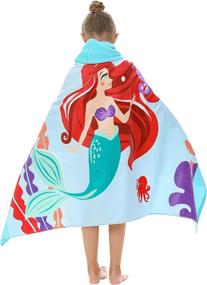 img 4 attached to 🧜 Fun and Functional Cartoon Mermaid Hooded Towel for Girls! Perfect for Bath, Beach, or Pool Activities - 100% Cotton, Mermaid Theme - Ages 3 to 12