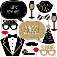 🎉 big dot of happiness new year's eve party 2022 - gold - photo booth props kit - 20 count logo