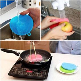 img 1 attached to 🧽 Efficient Silicone Sponge Dish Washing Scrubber - AUSAYE 6 Pack Magic Non Stick Kitchen Cleaning Gadgets for Multipurpose Use - Smart Kitchen Sponge Brush Accessories