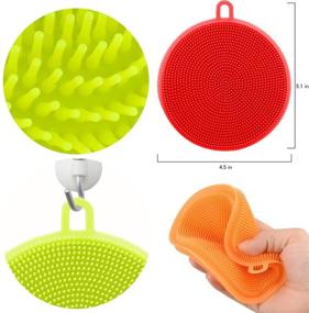 img 2 attached to 🧽 Efficient Silicone Sponge Dish Washing Scrubber - AUSAYE 6 Pack Magic Non Stick Kitchen Cleaning Gadgets for Multipurpose Use - Smart Kitchen Sponge Brush Accessories