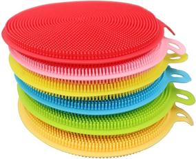 img 3 attached to 🧽 Efficient Silicone Sponge Dish Washing Scrubber - AUSAYE 6 Pack Magic Non Stick Kitchen Cleaning Gadgets for Multipurpose Use - Smart Kitchen Sponge Brush Accessories