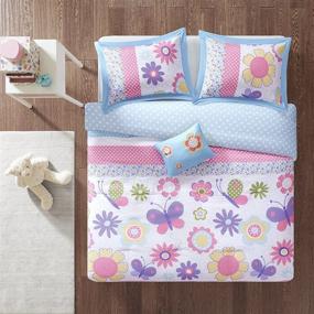 img 2 attached to 🌼 Comfort Spaces Happy Daisy Comforter Set for Girls - Vibrant Color, Butterfly and Floral Adorable Print, Cozy Bedding with Matching Shams, Decorative Pillow, Pink/Blue Twin/Twin XL(66"x90") 3 Piece Bedding Set