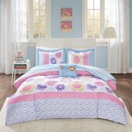 🌼 comfort spaces happy daisy comforter set for girls - vibrant color, butterfly and floral adorable print, cozy bedding with matching shams, decorative pillow, pink/blue twin/twin xl(66"x90") 3 piece bedding set logo