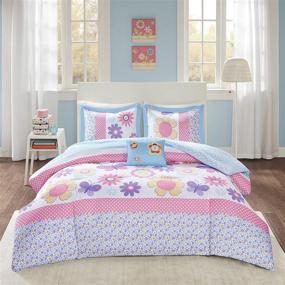 img 4 attached to 🌼 Comfort Spaces Happy Daisy Comforter Set for Girls - Vibrant Color, Butterfly and Floral Adorable Print, Cozy Bedding with Matching Shams, Decorative Pillow, Pink/Blue Twin/Twin XL(66"x90") 3 Piece Bedding Set