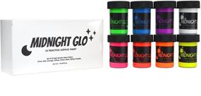 img 3 attached to 🎨 Яркие неоновые цвета: Набор красок Midnight Glo UV Paint Acrylic Black Light Reactive - идеально подходит для ремесел, искусства и DIY-проектов, а также вечеринок под черным светом (8 бутылок, 0,75 унции)