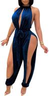 🌟 iymoo women's sexy halter sleeveless jumpsuits - one piece hight split pants bandage romper for parties logo