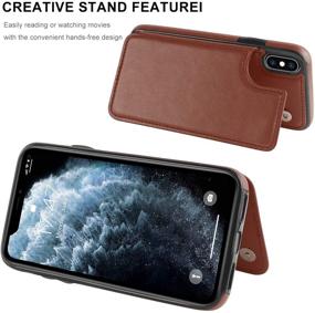 img 1 attached to 👜 Stylish LETO iPhone Xs Max Leather Wallet Case with Kickstand & Card Slots - for Girls/Women, Brown