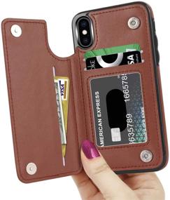 img 3 attached to 👜 Stylish LETO iPhone Xs Max Leather Wallet Case with Kickstand & Card Slots - for Girls/Women, Brown