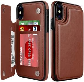 img 4 attached to 👜 Stylish LETO iPhone Xs Max Leather Wallet Case with Kickstand & Card Slots - for Girls/Women, Brown