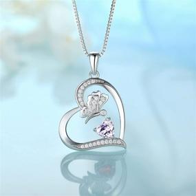 img 3 attached to 💕 FJ Silver Heart Butterfly Necklace: 12 Color Birthstone for Women & Girls