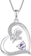 💕 fj silver heart butterfly necklace: 12 color birthstone for women & girls logo