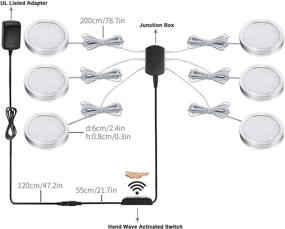 img 1 attached to 🔆 Dimmable LED Cabinet Puck Lights - Moobibear 2W 1200lm Hand Wave Activated Under Cabinet Lighting Kit, 5000K Daylight White Closet Light, Pack of 6 Under Counter Lights for Kitchen