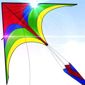 img 1 attached to Easy-to-fly Large Nylon Eagle Kite for Kids and Adults | Ideal for Beach Trips and Outdoor Activities | Perfect for Beginners | Soars High in Gentle Breezes | Includes Flying String Line | Big Flyer Children's Toys