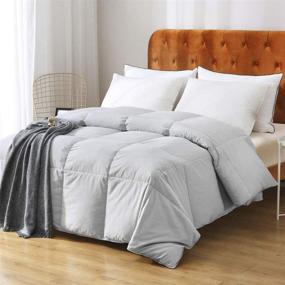 img 3 attached to 🛏️ Organic Cotton King Comforter - Oaken-Cat Gray Feather Down Duvet Insert, Medium Warmth, All Seasons, Mirage Grey, Machine Washable (106x90) with Tabs
