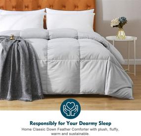 img 2 attached to 🛏️ Organic Cotton King Comforter - Oaken-Cat Gray Feather Down Duvet Insert, Medium Warmth, All Seasons, Mirage Grey, Machine Washable (106x90) with Tabs