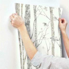 img 1 attached to 🌳 White Birch Trees Peel and Stick Wallpaper by RoomMates RMK9047WP