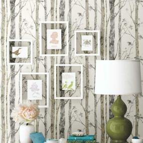 img 4 attached to 🌳 White Birch Trees Peel and Stick Wallpaper by RoomMates RMK9047WP