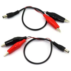 img 4 attached to 🔌 E-Outstanding 2 PCS 5.5x2.1mm Male DC Power Plug Connector with Dual Alligator Clips - 30cm Cable