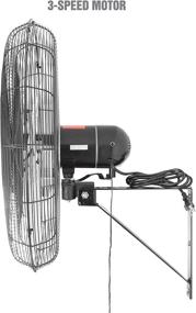 img 2 attached to 🌬️ High-Velocity Indoor Oscillating Wall Mount Fan, 24-Inch, Commercial - New Model, Black by OEMTOOLS