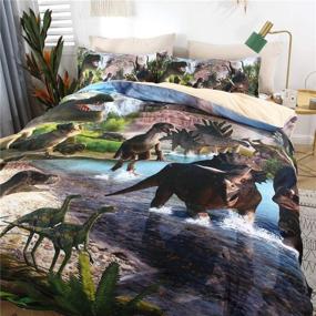 img 3 attached to 🦖 YOMIMAX Dinosaur Bedding Set: Twin Size Microfiber Duvet Cover for Boys - Includes 1 Duvet Cover & 1 Pillowcase