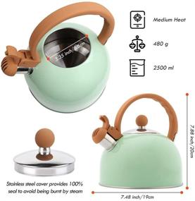 img 1 attached to Green Flantor Tea Kettle - 2.5 Quart Whistling Teapot with Wood Pattern Handle - Food Grade Stainless Steel Water Kettle for Stovetops - Anti-Hot Handle