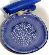 🧄 boncera, premium ceramic grater set – blue glazed design grater with garlic peeler, gathering brush, display stand – perfect for grating garlic, turmeric, ginger, and more (4pcs set, g-513) logo