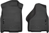 🚗 husky liners 18031: black front floor mats for dodge ram 1500 and 2019 ram 1500 classic - quad/standard cab weatherbeater logo