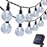 solar fairy patio lights - 39ft 60 led solar string lights, waterproof crystal ball lights with 8 modes for outdoor christmas decoration in garden, lawn, porch, yard, gazebo, bistro (white) логотип