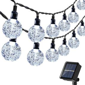 img 4 attached to Solar Fairy Patio Lights - 39ft 60 LED Solar String Lights, Waterproof Crystal Ball Lights with 8 Modes for Outdoor Christmas Decoration in Garden, Lawn, Porch, Yard, Gazebo, Bistro (White)