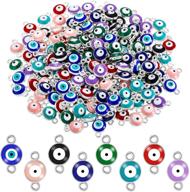 💎 diy craft charms: 160 acrylic evil eye beads with double hook - bracelet & necklace making pendants in 8 assorted colors logo